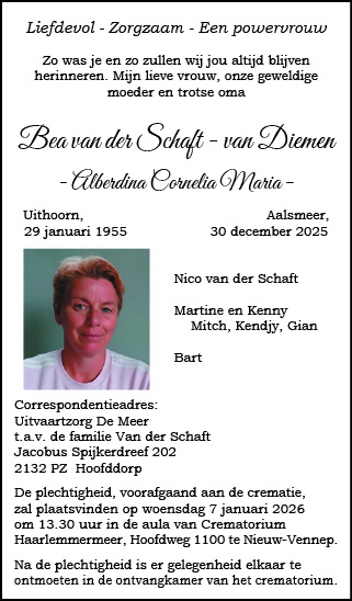 Familiebericht/overlijdensbericht