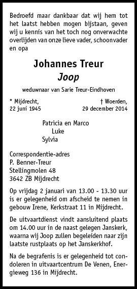 Familiebericht/overlijdensbericht