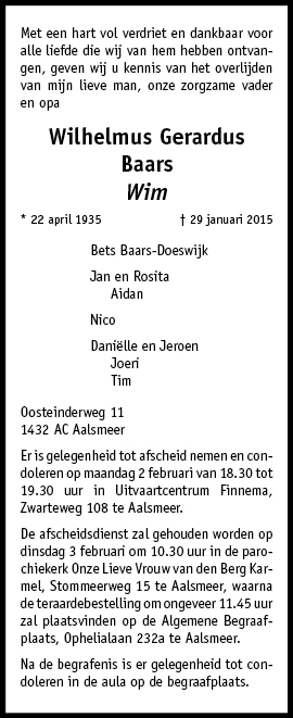 Familiebericht/overlijdensbericht