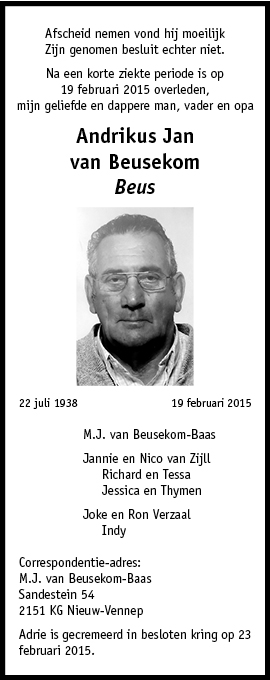 Familiebericht/overlijdensbericht