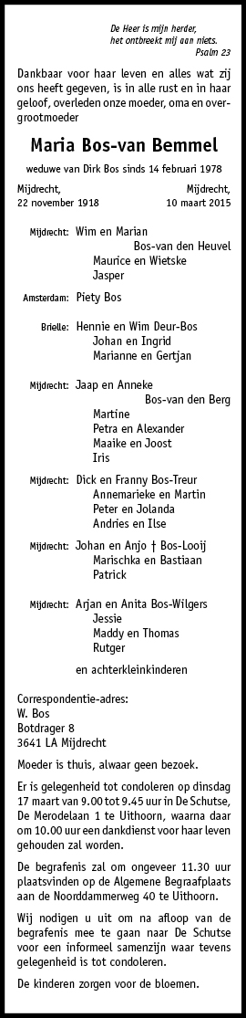 Familiebericht/overlijdensbericht
