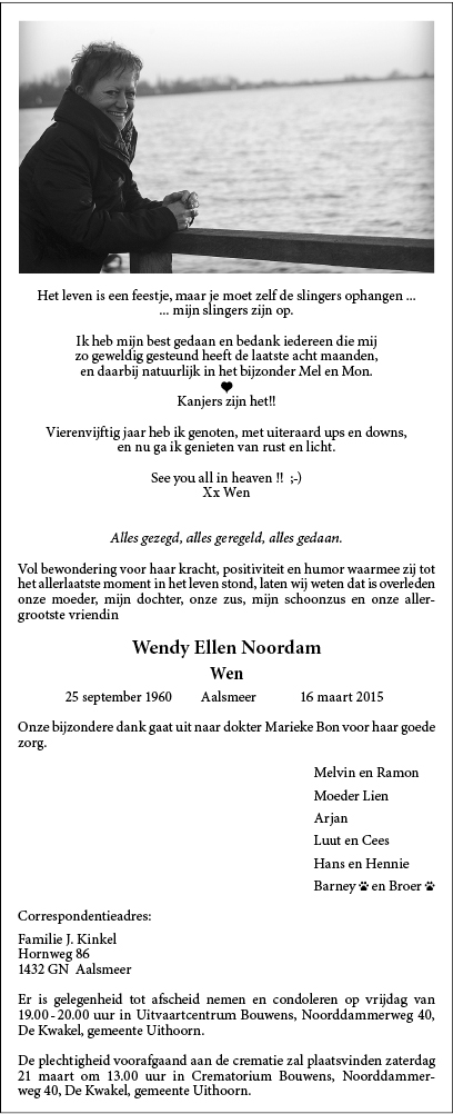 Familiebericht/overlijdensbericht