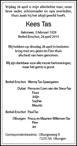 Familiebericht/overlijdensbericht