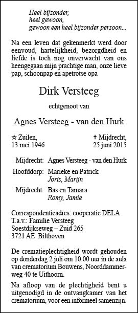 Familiebericht/overlijdensbericht
