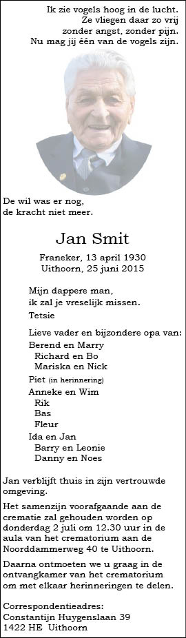 Familiebericht/overlijdensbericht