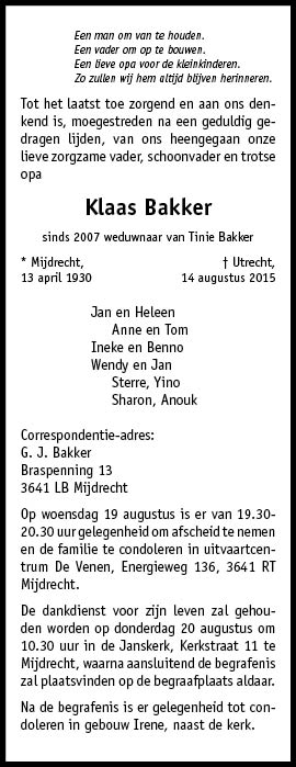Familiebericht/overlijdensbericht