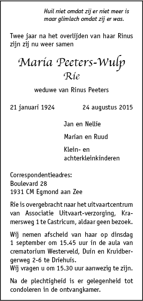 Familiebericht/overlijdensbericht