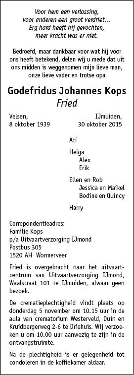 Familiebericht/overlijdensbericht
