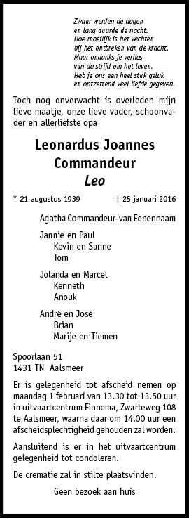 Familiebericht/overlijdensbericht