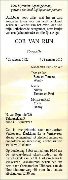 Familiebericht/overlijdensbericht