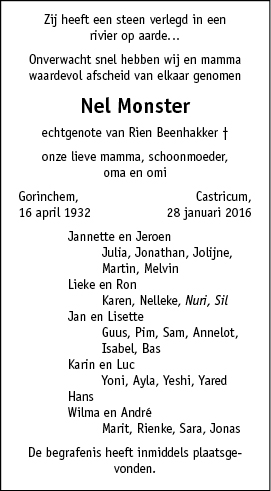 Familiebericht/overlijdensbericht
