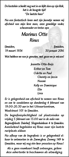 Familiebericht/overlijdensbericht