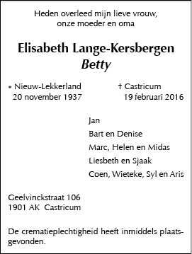 Familiebericht/overlijdensbericht