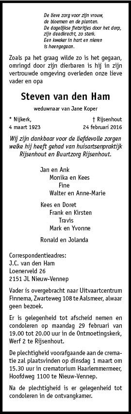 Familiebericht/overlijdensbericht