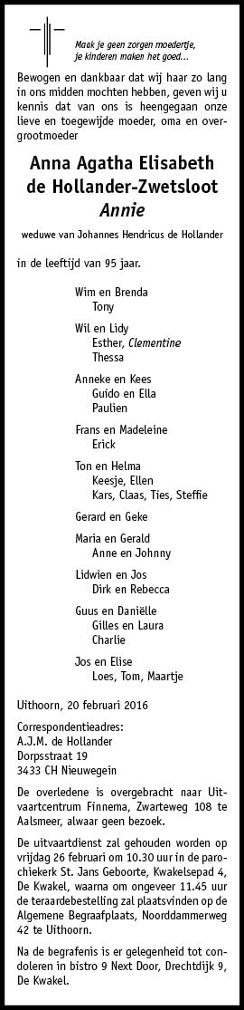 Familiebericht/overlijdensbericht