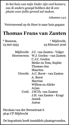 Familiebericht/overlijdensbericht
