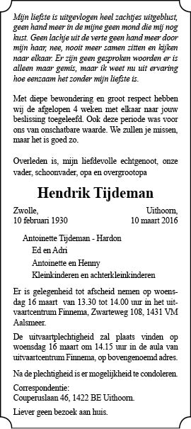 Familiebericht/overlijdensbericht