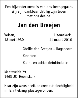 Familiebericht/overlijdensbericht
