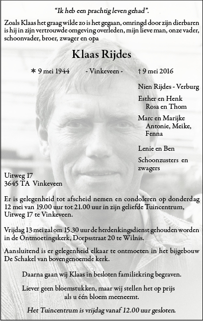 Familiebericht/overlijdensbericht