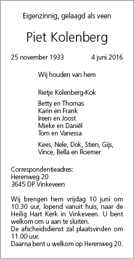 Familiebericht/overlijdensbericht
