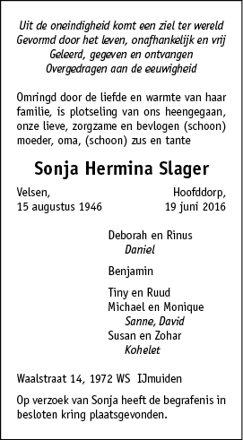 Familiebericht/overlijdensbericht