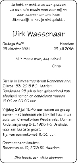Familiebericht/overlijdensbericht