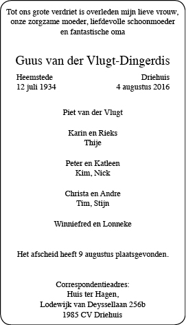 Familiebericht/overlijdensbericht