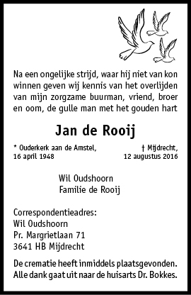 Familiebericht/overlijdensbericht