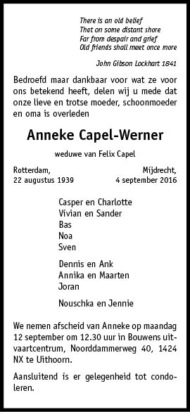 Familiebericht/overlijdensbericht