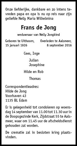 Familiebericht/overlijdensbericht