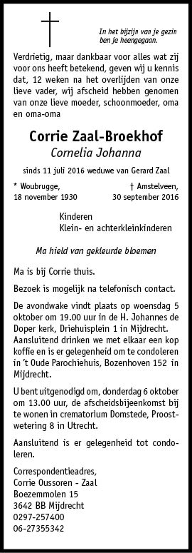 Familiebericht/overlijdensbericht
