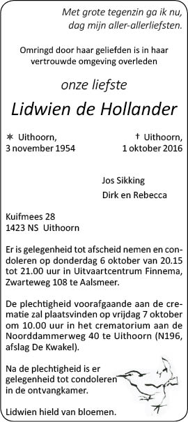 Familiebericht/overlijdensbericht