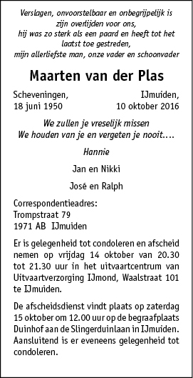 Familiebericht/overlijdensbericht