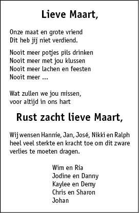 Familiebericht/overlijdensbericht