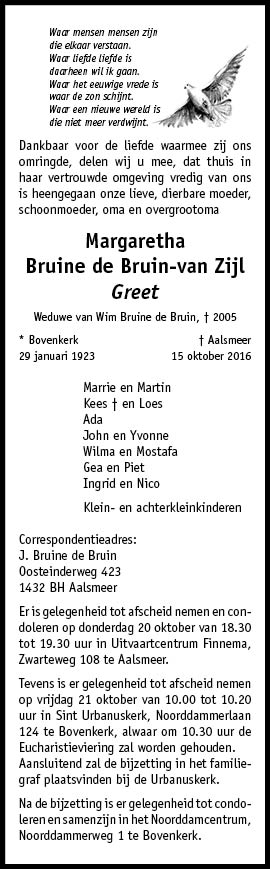 Familiebericht/overlijdensbericht