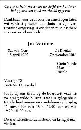 Familiebericht/overlijdensbericht