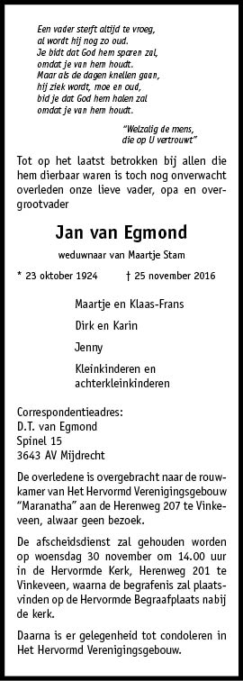 Familiebericht/overlijdensbericht