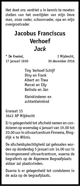 Familiebericht/overlijdensbericht