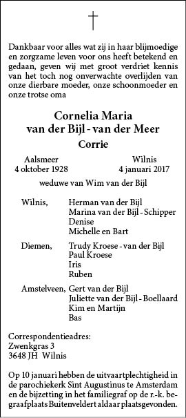 Familiebericht/overlijdensbericht