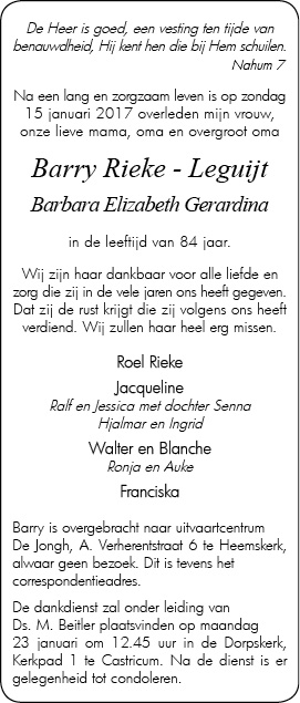 Familiebericht/overlijdensbericht