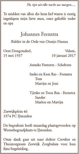 Familiebericht/overlijdensbericht