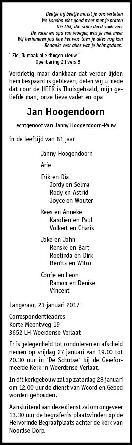 Familiebericht/overlijdensbericht