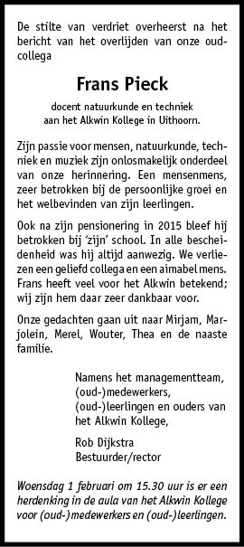 Familiebericht/overlijdensbericht