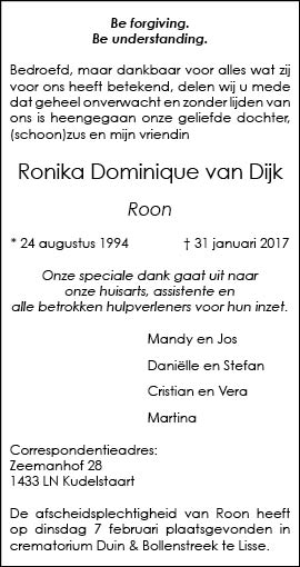 Familiebericht/overlijdensbericht