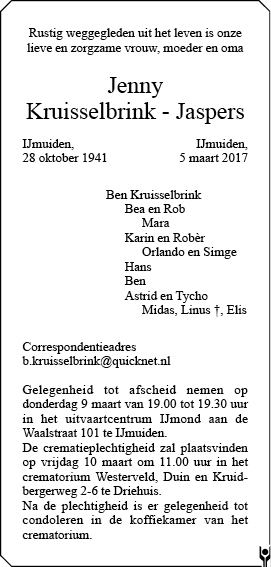 Familiebericht/overlijdensbericht