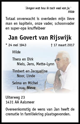 Familiebericht/overlijdensbericht