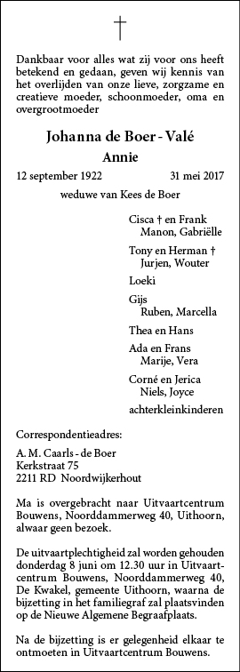 Familiebericht/overlijdensbericht