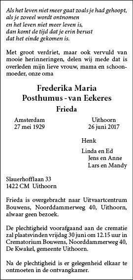 Familiebericht/overlijdensbericht