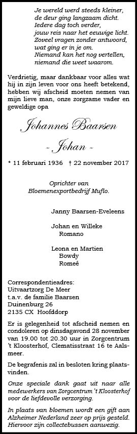 Familiebericht/overlijdensbericht