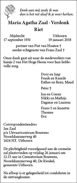 Familiebericht/overlijdensbericht